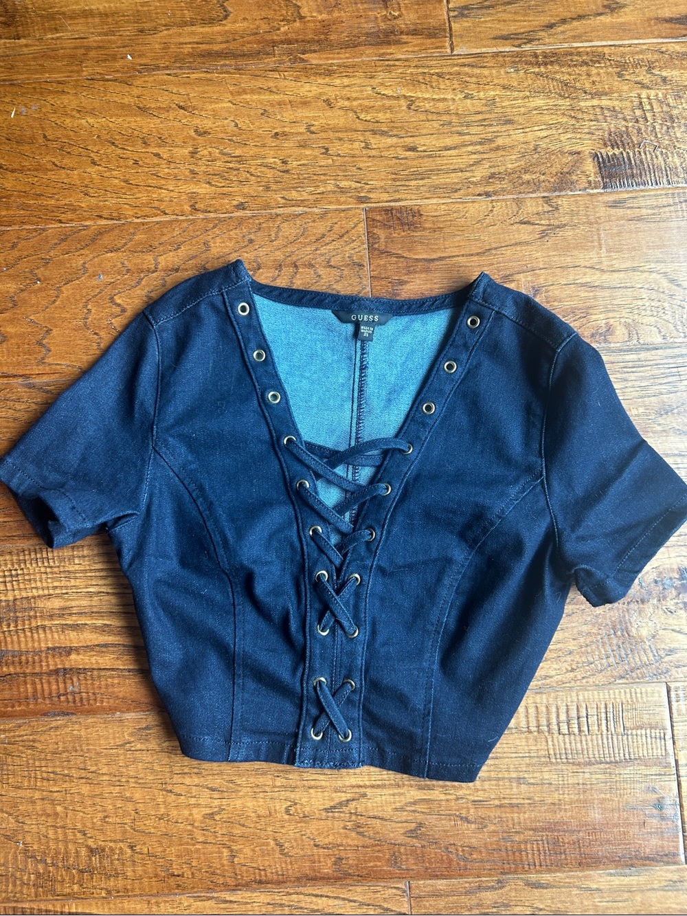 Guess Denim Corset Crop Top